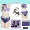 Traje Cosplay de Roupa de Banho Naruto Inspirado em Hyuga Hinata Com Tecido de Poliéster Roxo