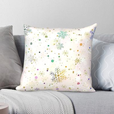 Snowflakes And Sparkles Pillowcase Polyester Linen Velvet Pattern Zip Decor Throw Pillow Case Sofa Cushion Cover 18"