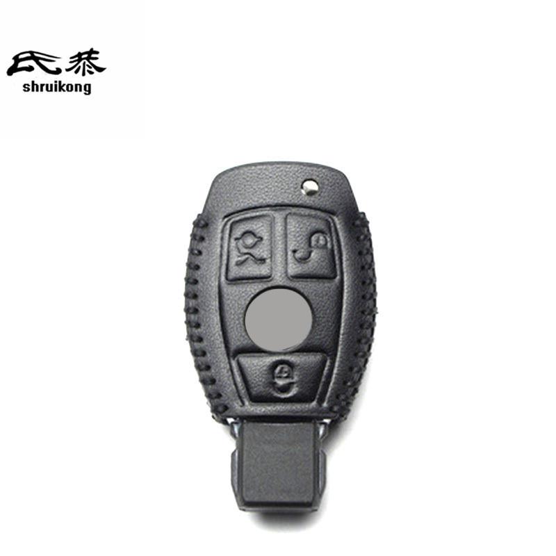 1Set Leather Car Key Case Bag Protection Cover For Mercedes Benz W210 W211 W212 W124 W176 W202 W205 GLK SLK Accessories