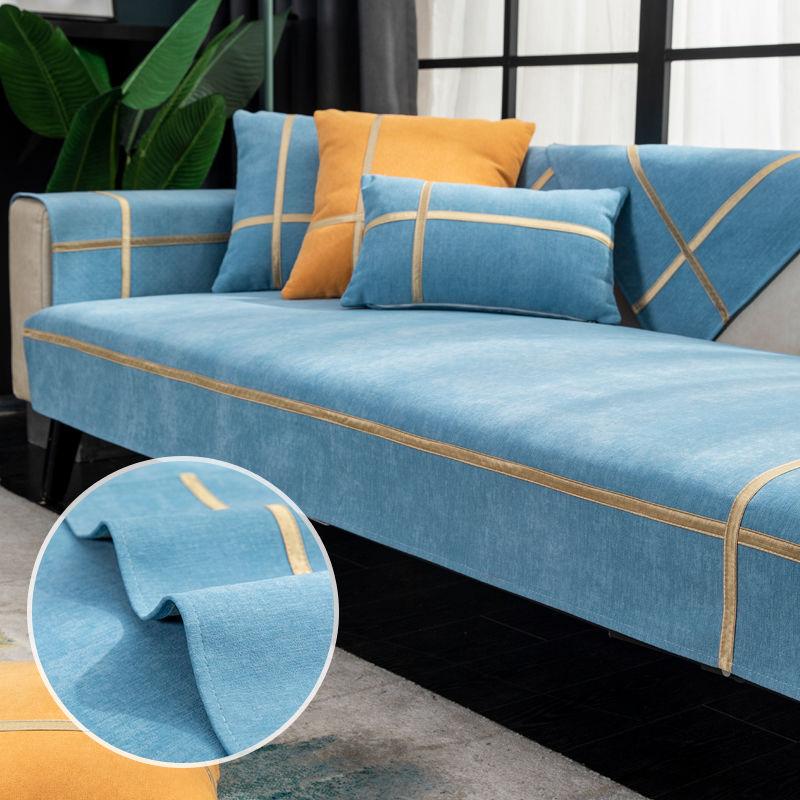 Linen Sofa Cover Thickened Solid Color Living Room Decoration Sofa Cushion Non-Slip Dust-Proof Furniture Protective Cover