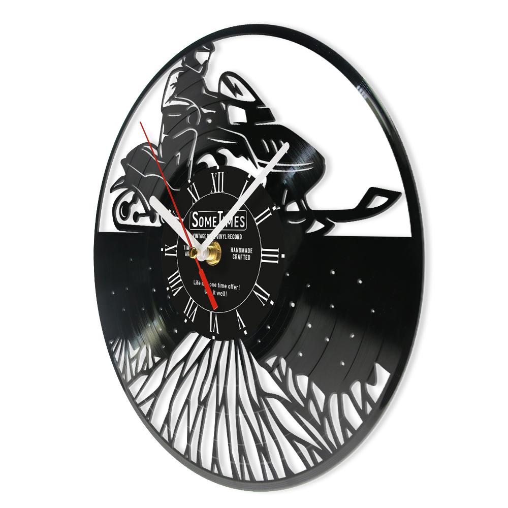 Personalized Snowmobiler Retro Wall Clock Custom Snowmobile Signs Vinyl Record Wall Clock for Man Cave Home Decor Wall Watch