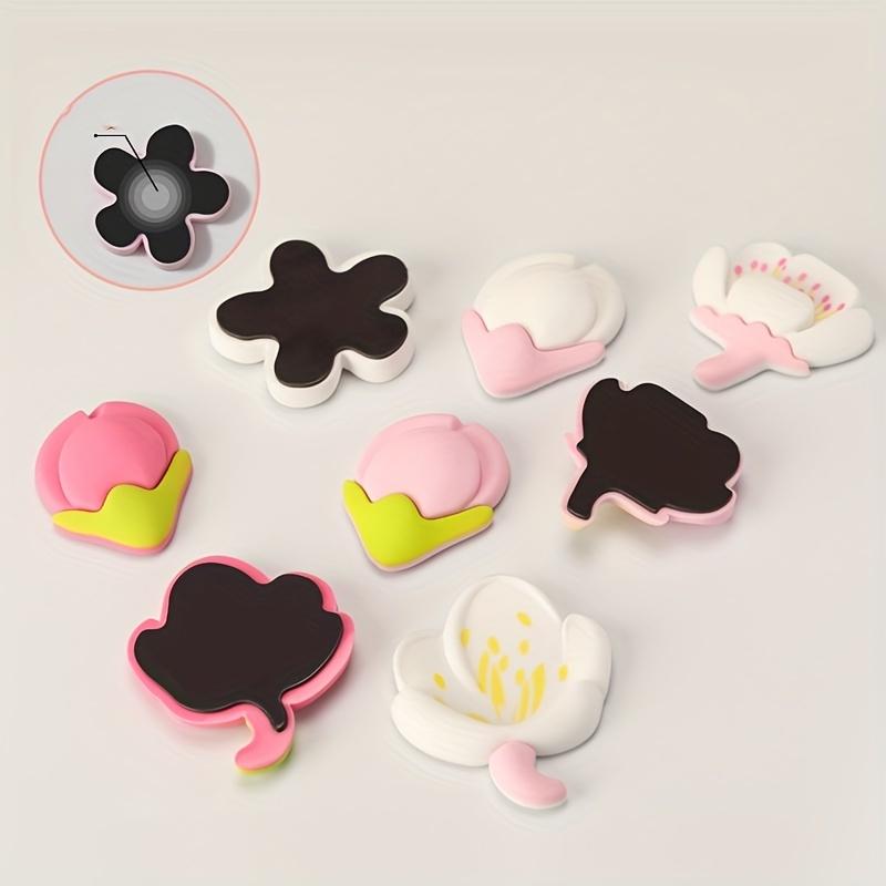 4pcs Kitchen Refrigerator Magnets – Soft Rubber Flower Stickers, Personalized 3D Stereoscopic, Fresh Style Decorative Absorbers