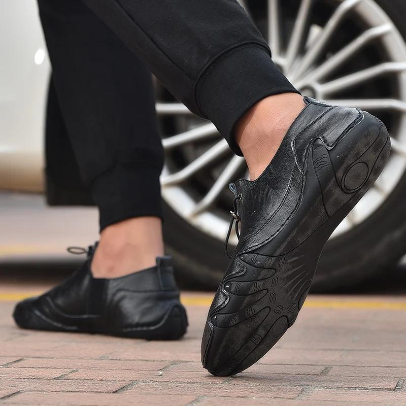 Size 38-47 Men Sneakers Leisure Comfortable Walking Genuine Leather Shoes Sports Outdoor Footwear Loafers Male Trainers 2025