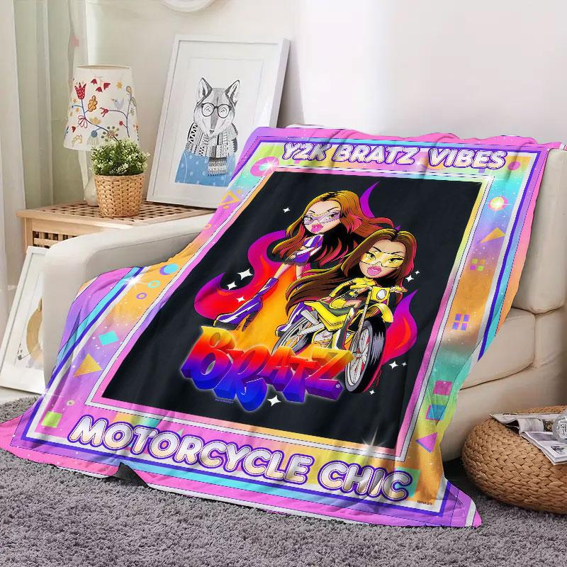 1Pc BRATZ Print Flannel Blanket, High Quality Comfortable for All Seasons, Warmth and Comfort, Perfect for Christmas Gifts