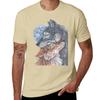 Two Wolves Under Full Moon, No Background T-Shirt Summer Top Heavyweights Mens Graphic T-shirts Hip Hop