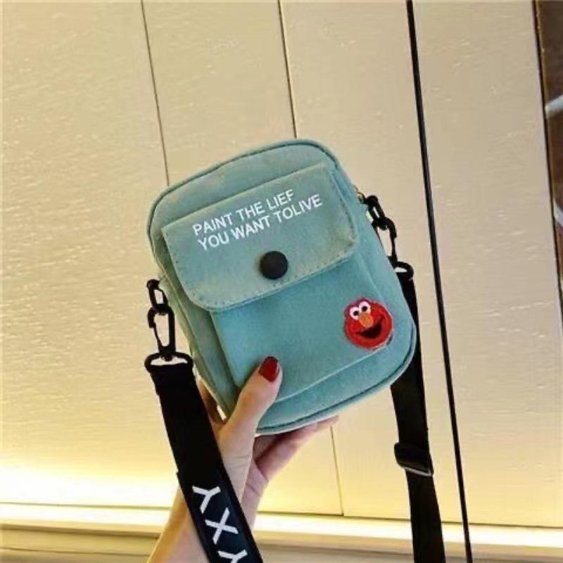 Japanese Style Canvas Crossbody Bag for Women, Cute Cartoon Shoulder Pouch, Trendy Street Fashion Chest Bag for Daily Use KTB