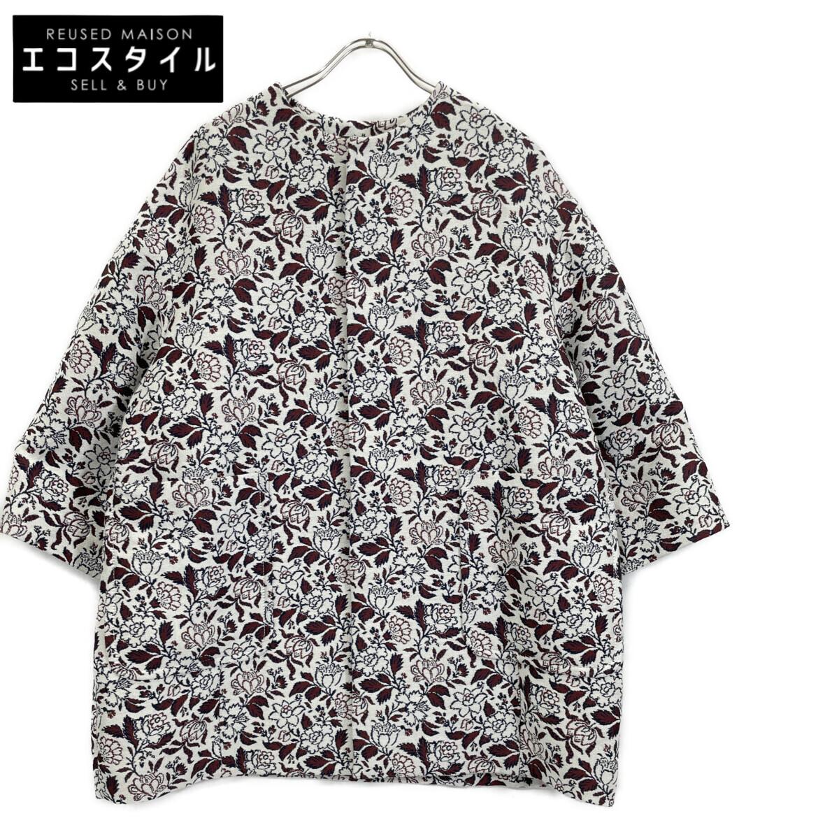 

SOULEIADO 24 Пальто без воротника из нержавеющей стали, полиэстера и вискозы, жаккардовое, 36, Белый x красныйБ/у