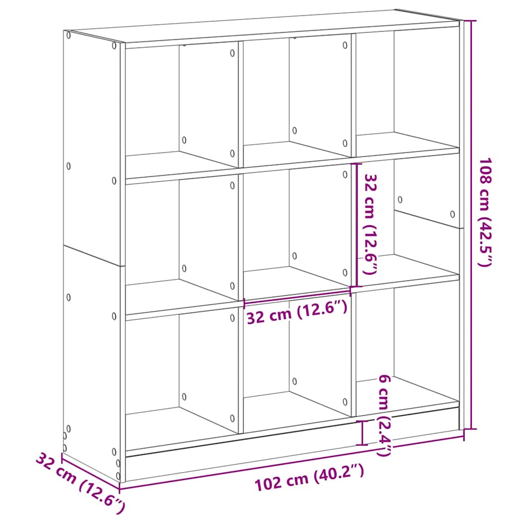 Bookshelf Concrete Grey 102 x 32 x 108 cm Engineered Wood