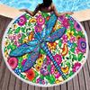 Dragonfly Round Beach Towel,Absorbent Quick Dry Sand Free Lightweight Travel Bath Towels,Round Throw Blanket for Swim Pool Gym