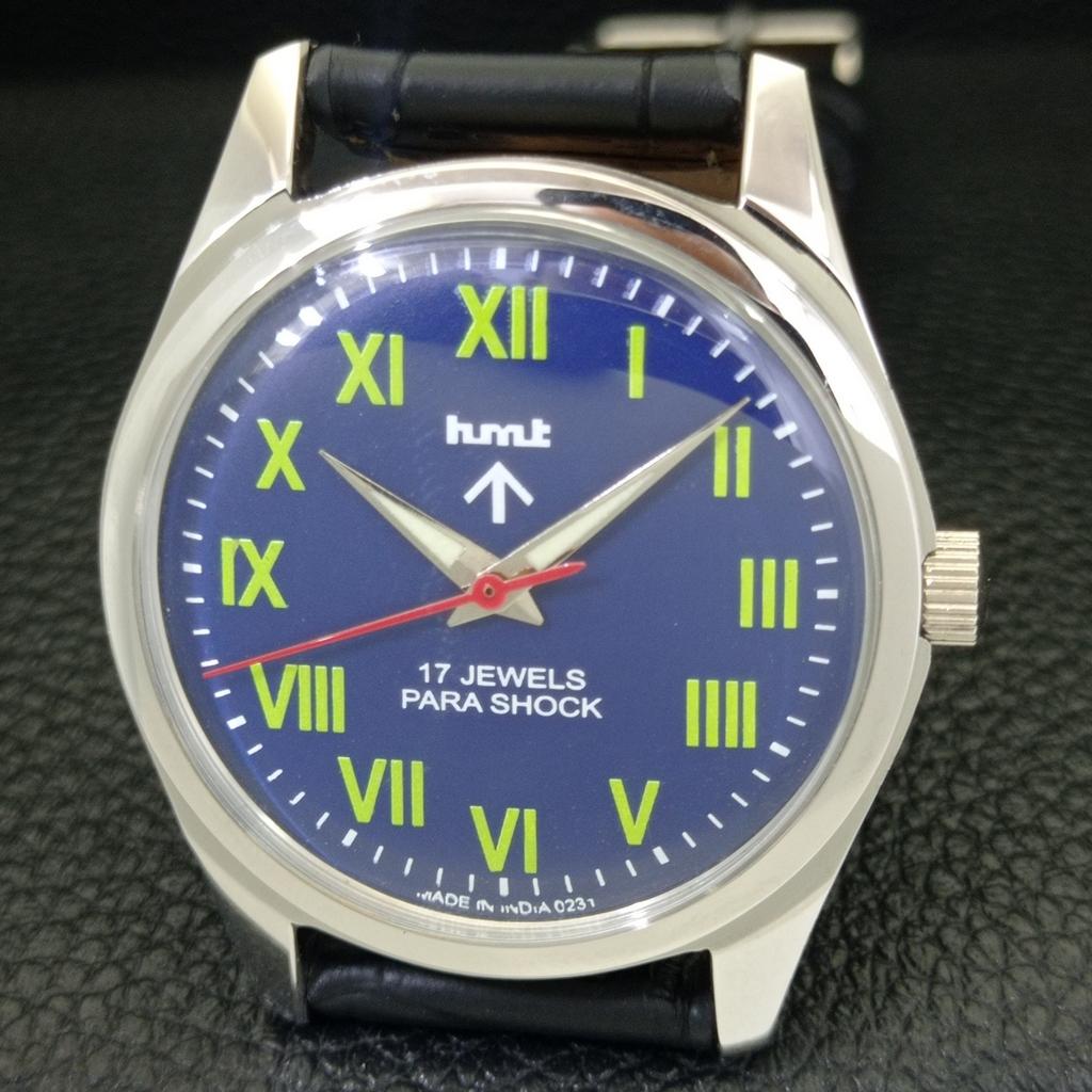 HMT HAND-WINDING VINTAGE INDIAN MENS BLUE COLOR DIAL WATCH A441012-4