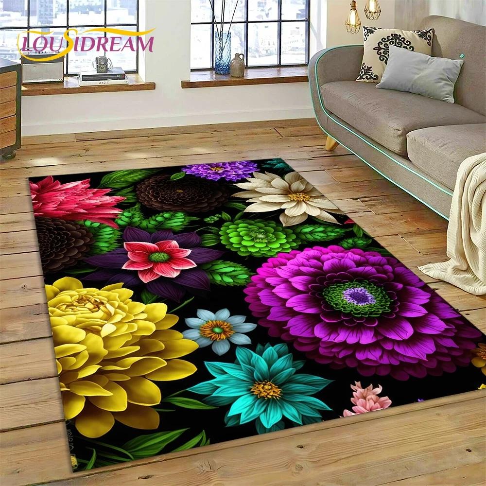 3D Dream Sun Flowers Nordic Daisy Rug Carpet for Living Room Bedroom Home Decor,Non-slip Decoration for Sofa Doormat Gifts Kid