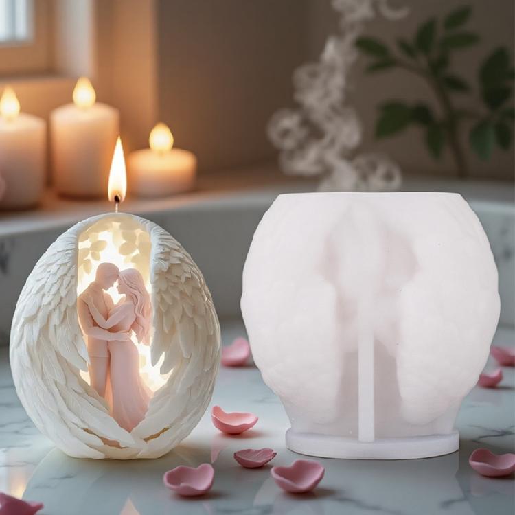 Candle Mold,Wing Couple Candle Silicone Mold for Candle Making,Diys Resin Crafts Mold for Aromatherapys Candle,Soap