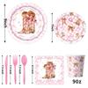 Pink Denim Birthday Party Decoration Tableware Plate Cup Napkin Tablecloth Laqi For Baby Shower