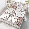 Cute Cartoon Cat Pattern Bed Hat Four-Piece Bedding Set Bedroom Dormitory Bedding Decoration