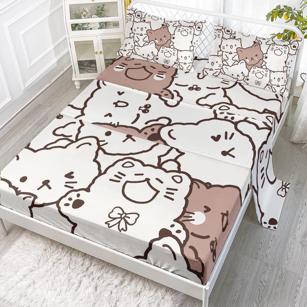 Cartoon animal little dinosaur pattern bed hat four-piece bedding set bedroom dormitory bedding decoration