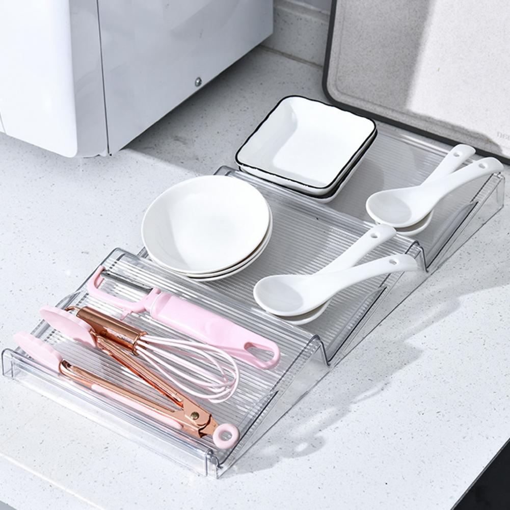 Kitchen Spice Organizer Adjustable Telescopic Spice Rack Organizer Easy-to-clean Reusable Kitchen Drawer Solution with 3 Tier