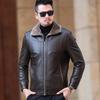 Chaqueta de piel de oveja auténtica para hombre, chaqueta de piel de papá de una pieza con terciopelo, chaqueta de piel auténtica para hombre de mediana edad