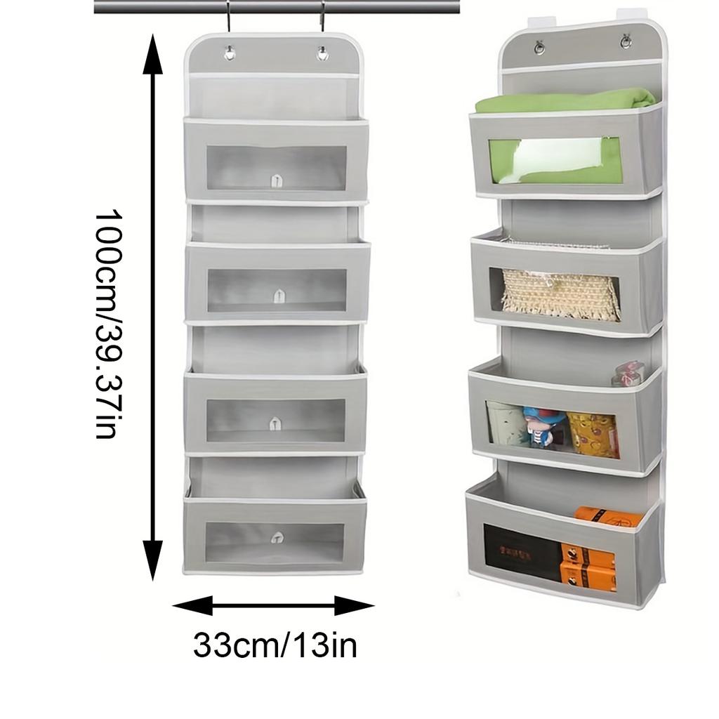 Door Hanging Organizer,2 Widened Metal Hooks For Storing Cosmetics, Stationery, Sundries, Etc.