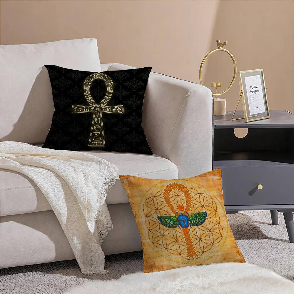 Ancient Ecology Life Talisman Pattern Pillow Case Silky elegant Comfort Sofa Bed  Invisible zipper Beach pillowcase