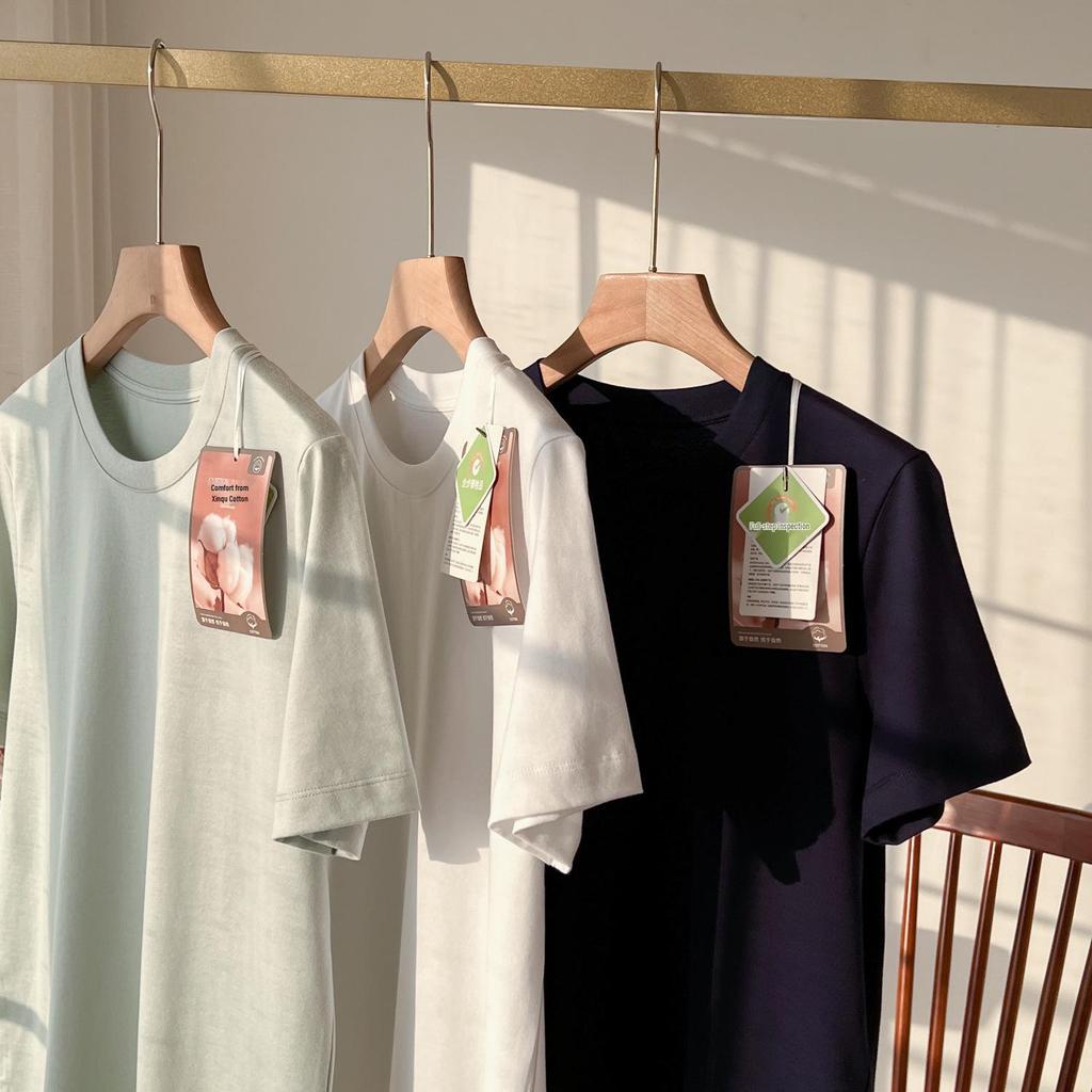 Women's Summer Loose-Fit Short Sleeve Round Neck T-Shirt - High Twist, Long-Staple Cotton, Wrinkle-Resistant.