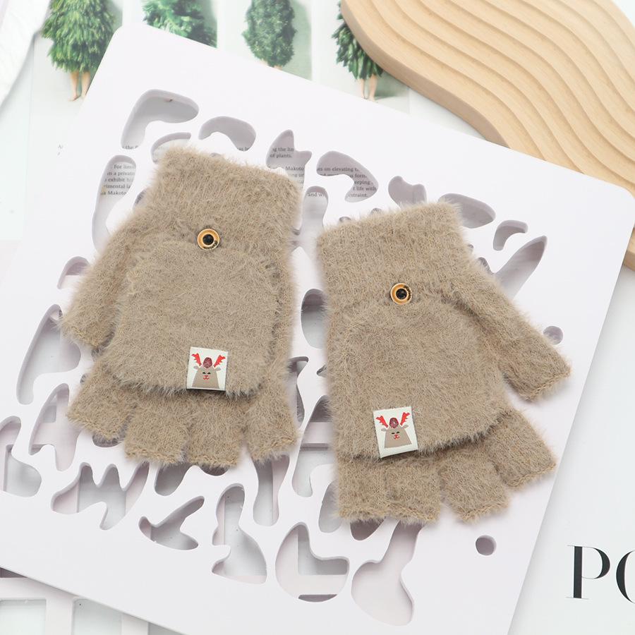 Zimní bezprsté rukavice s odklápěcím vrškem v korejském stylu - Unisex, kreslený design, kompatibilní s dotykovou obrazovkou, ideální pro psaní a ťukání