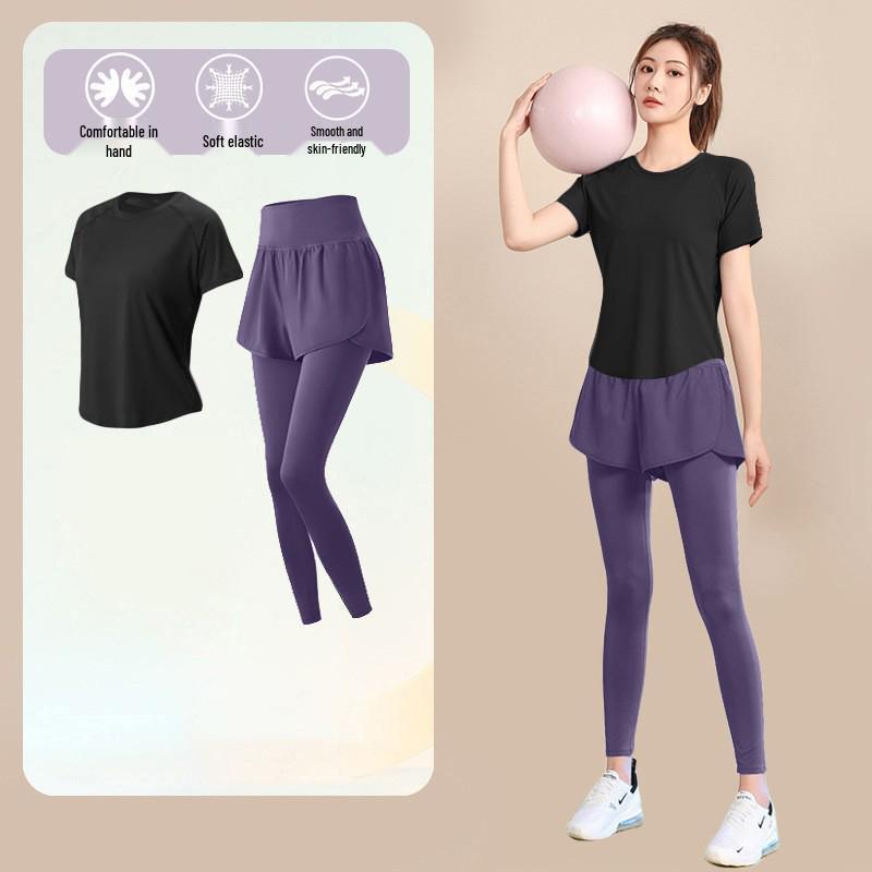 Conjunto Deportivo Transpirable de Secado Rápido para Mujer: Camiseta de Manga Corta y Pantalones Cortos para Correr para Pilates Yoga