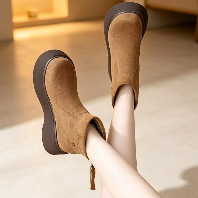 . Muffin thick-soled heightening short boots, autumn and winter casual round-headed women's boots