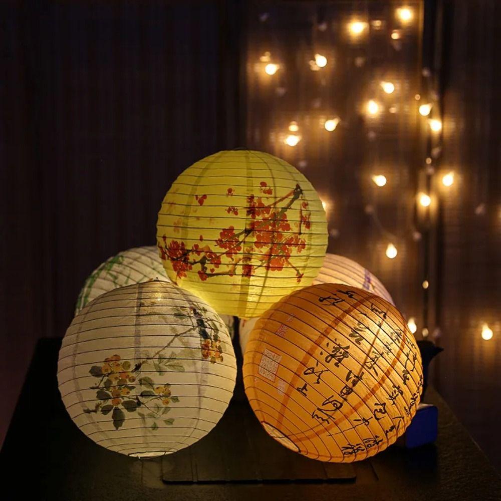 Bamboo Paper Festival Lantern Flower Letter Printed Paper Lantern Chinese Lantern Dance Props