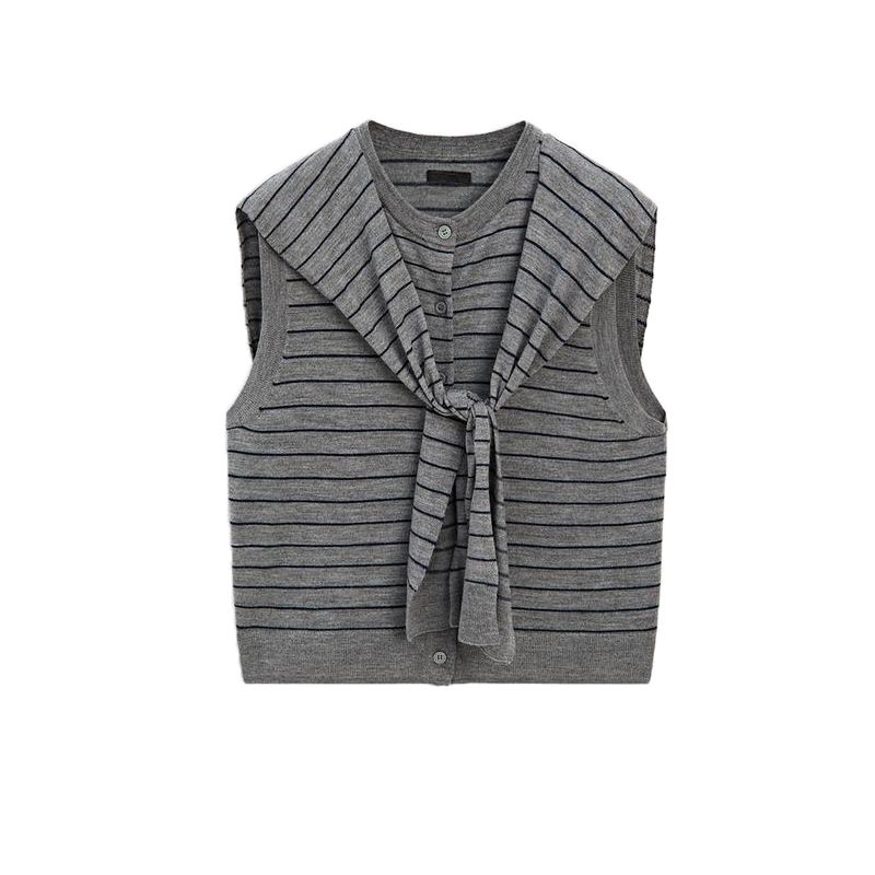 Women's Spring Clothing Gao Zhi Sentong Diligent Wool Blend Knitwear Shawl Collar Sleeveless Vest 5755673