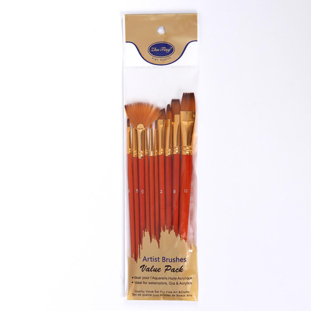 10pcs Paint Brushes Set  Artist for Acrylic Watercolor Oil Painting
