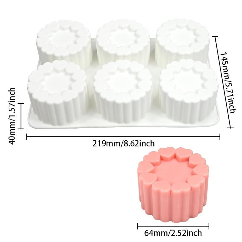 

6 Or 15-Cell Circular Heart-Shaped Texture Cylindrical Mousse Cake Mold Chocolate Silicone Mould Dessert Baking Tools A1