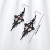 Gothic Punk Earrings Steampunk Black Cross Metal Red Rhinestone Ear Pendant for Women Girl