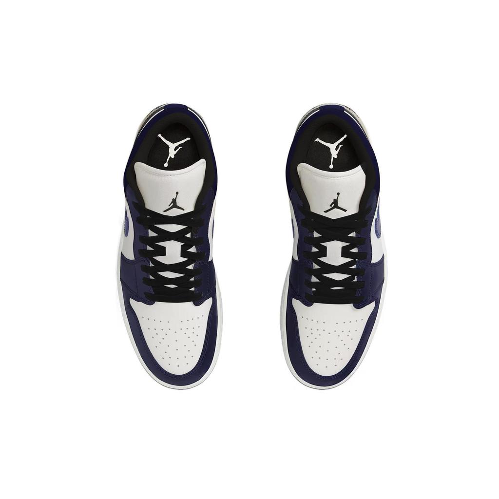Jordan Air Jordan 1 Slip Resistant Abrasion Resistant Low Top Skateboard Shoes Unisex White Blue Black 553558-132(Team963-SBOX)
