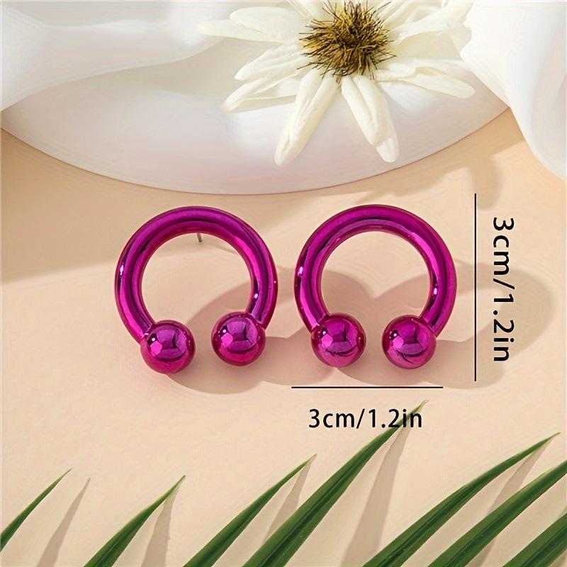 Стильные и простые, разноцветные подковообразные кольца, персонализированные нишевые женские серьги-гвоздики, простой и высококачественный дизайн, серьги цвета конфет.