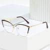 Trendy Glasses Frame Two-Color Flat Glasses Women'S Metal Anti-Blue Cat Glasses Frame Can Be Equipped With Myopia Glasses