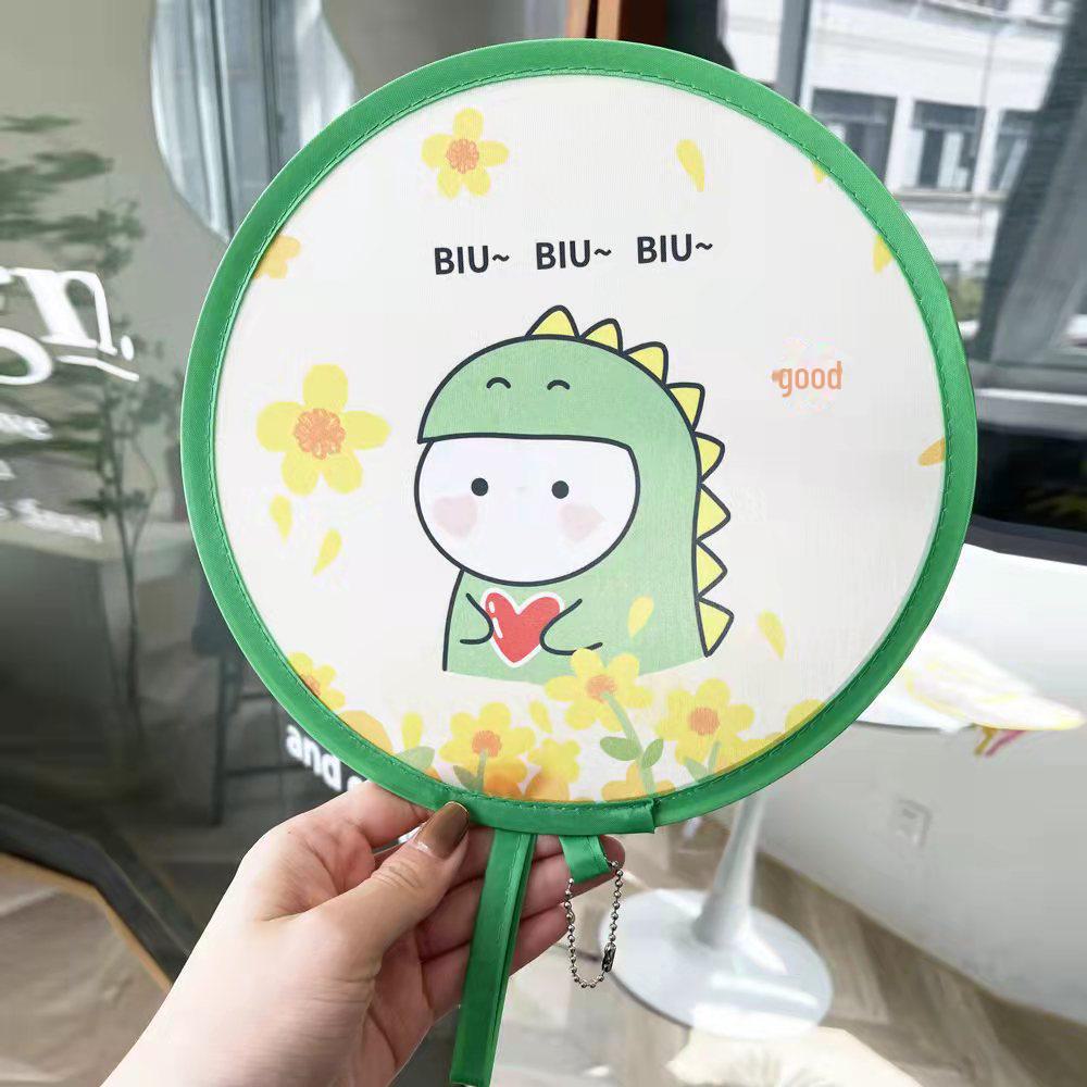 Mini Cartoon Folding Fan: Japanese Round Handheld Portable Fan for Students
