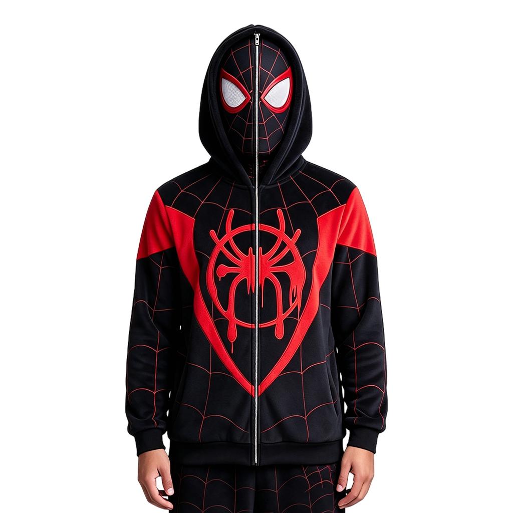 Grafik Baskılı Çocuk Cadılar Bayramı Günlük Fermuarlı Kapüşonlu Sweatshirt Erkek ve Kız Çocuk Kostümü