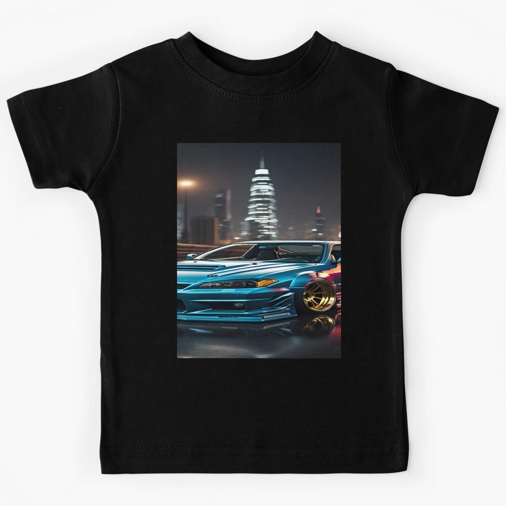 Pearlescent Blue & Pink Nissan Sylvia S15 on city Background Kids T-Shirt 110