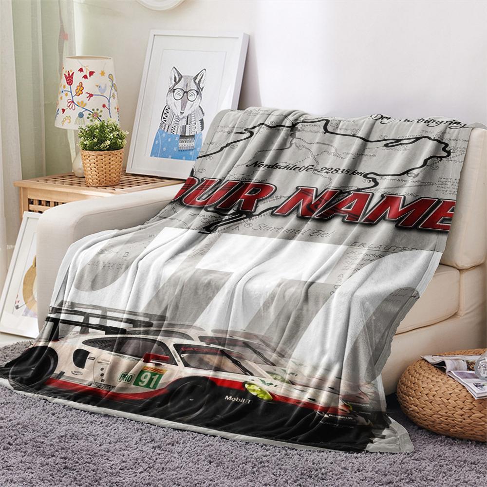 1PC Custom Name Nürburgring Patterned Flannel Blanket Suitable For All Seasons for Home Decor Warmth and Comfort Gifts Holiday Present