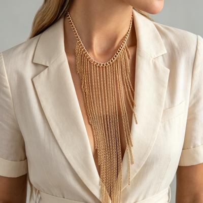 Exaggerated Personality Multi-layer Chain Long Tassel Women's Fashion Waterfall Chain Necklace