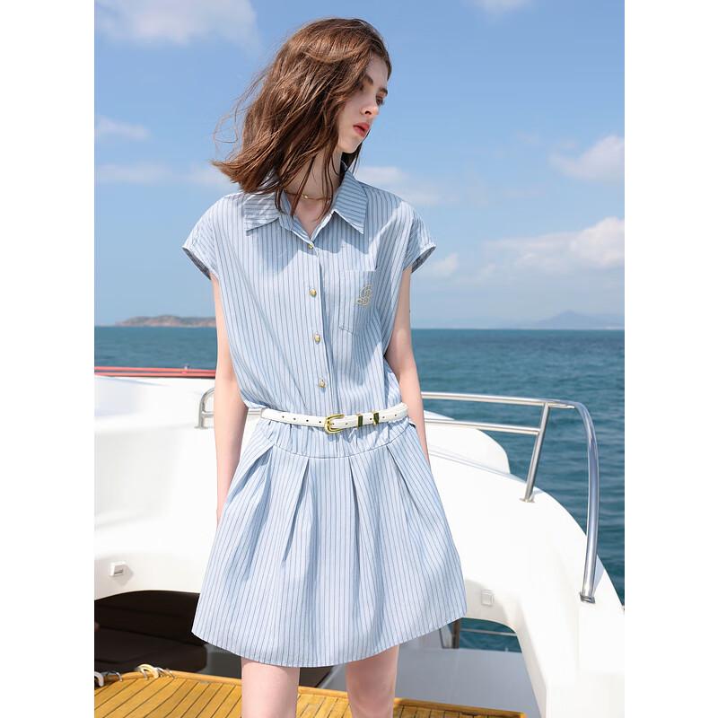 

Sancai 2025 Summer Striped Embroidered A-Line Dress XL