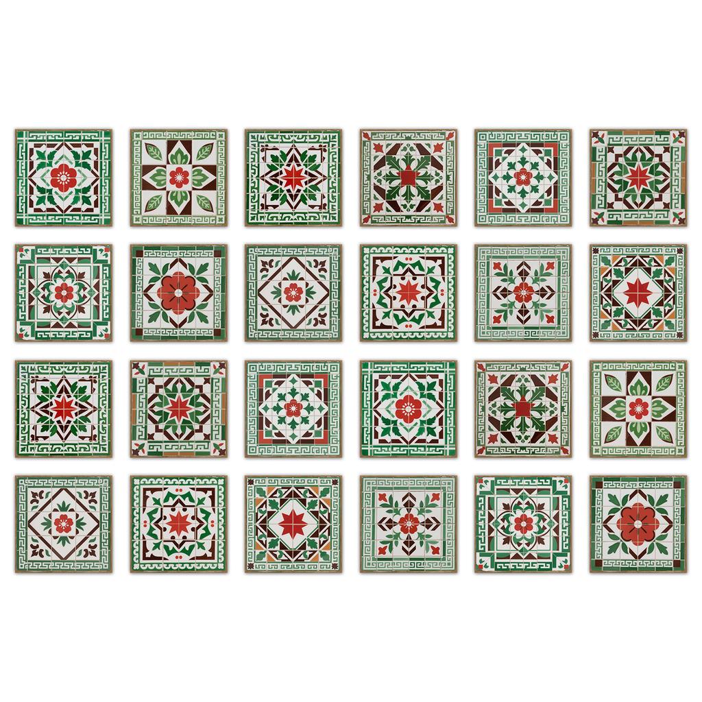 24 Pcs European Style Tile Wall Self-Adhesive Sticker Kitchen Bathroom Decorative Tile Stickers Glossy Crystal Wall Decals