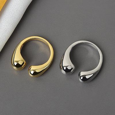 Anillo Irregular de Acero Inoxidable de Apertura Suave para Mujer Moda Color Oro Anillo Geométrico de Gota de Agua Fiesta Anillos de Pareja Joyería Regalo