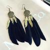Bohemian vacation wind dream catcher element feather earrings fashion personality elegant fringed long earrings