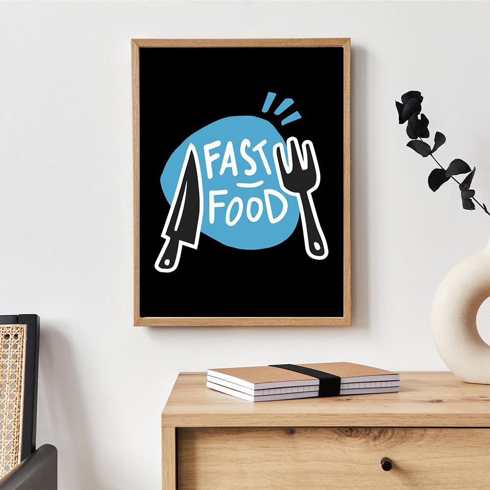 Cartoon Funny Fast Food Posters Master Chef Print Lunch Quote Canvas Painting Club Bar Shop Kitchen Wall Picture House Decor
