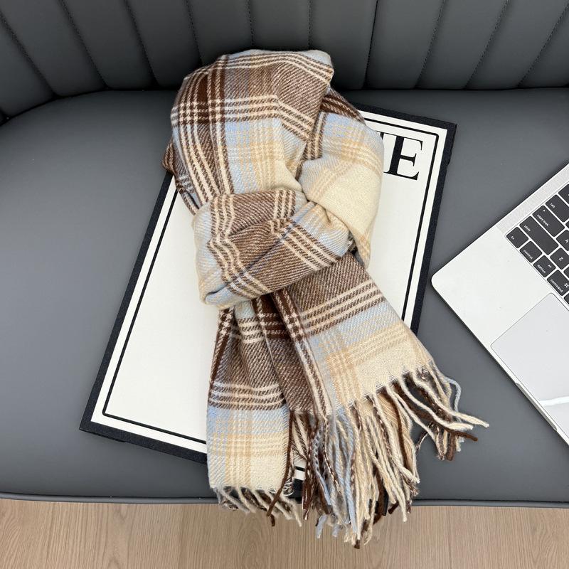 New Korean Atmosphere Premium Plaid Scarf Female Autumn and Winter Student Couple Warm Scarf Male