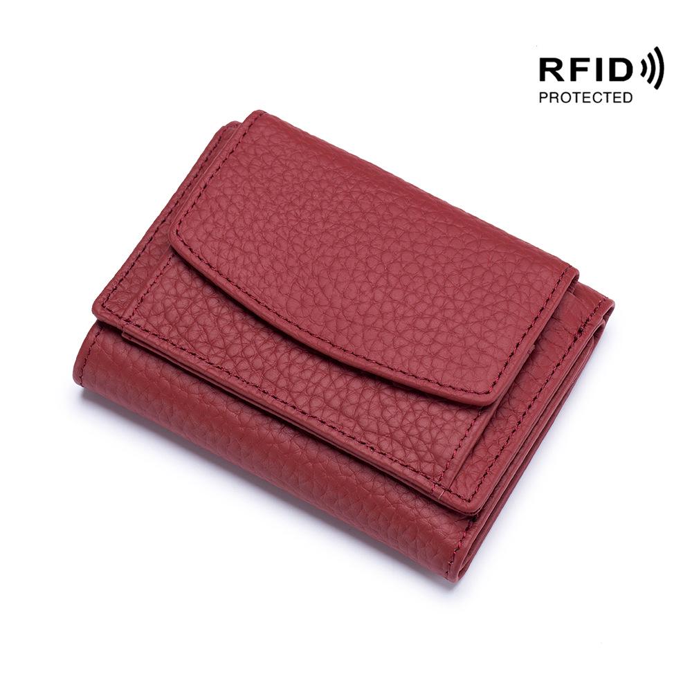RFID Blocking Japanese Cowhide Women's Ultra-Thin Mini Wallet