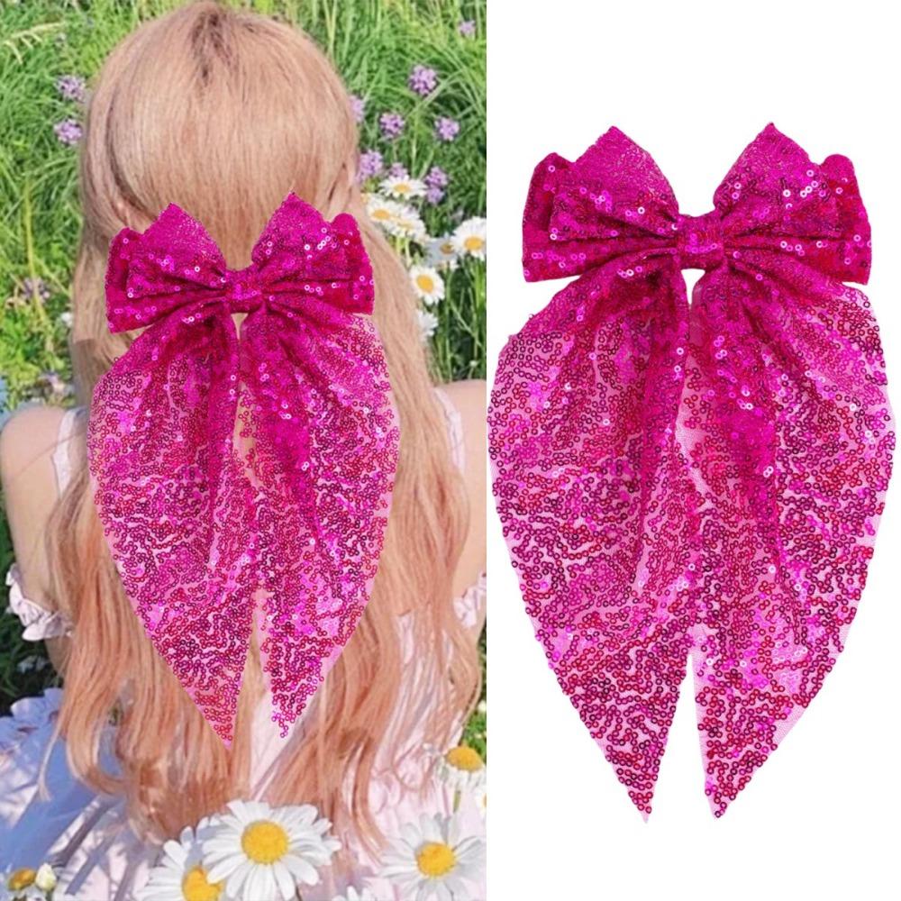 Big Bows Sequin Bow Hair Clip Handmade Bowknot Hair Accessories Party Accessories