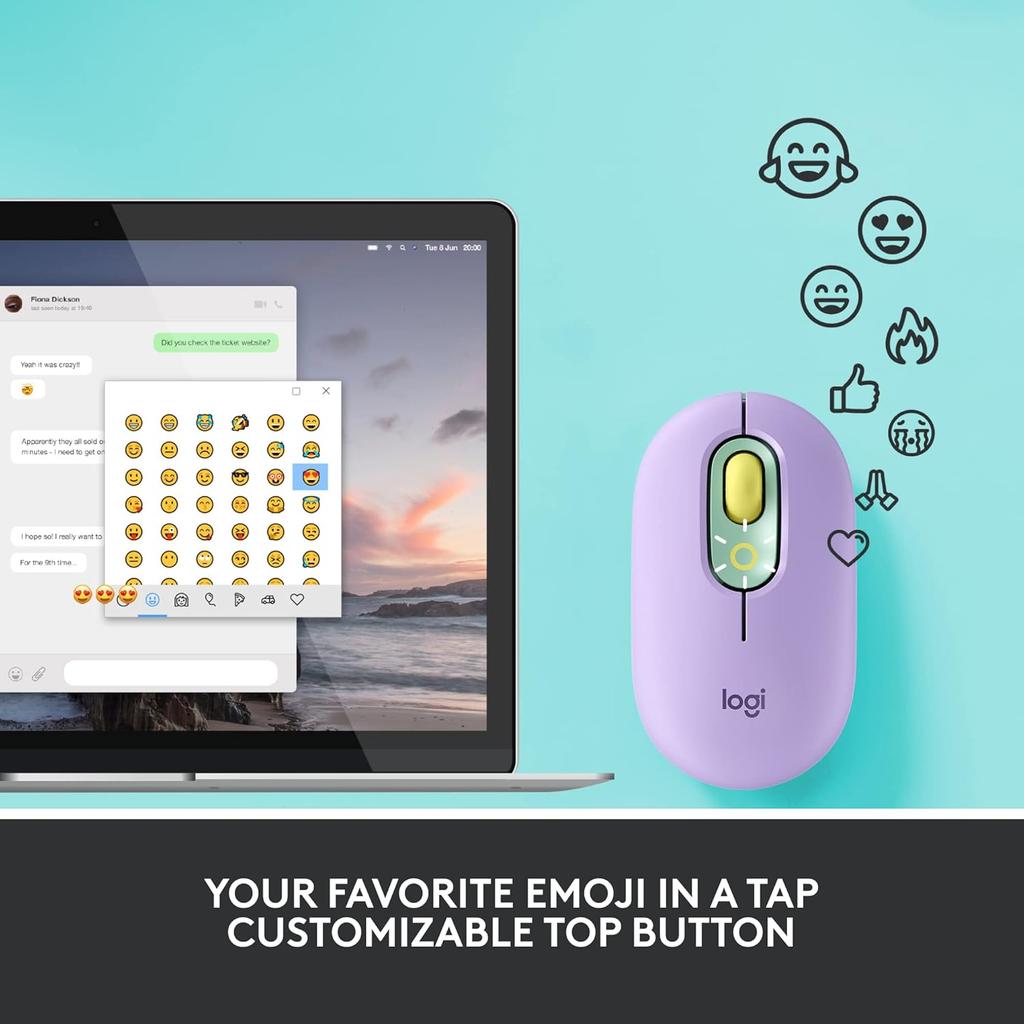 Logitech POP MOUSE Kabellose Maus Bluetooth-Maus Hohe Optik Büro-Maus