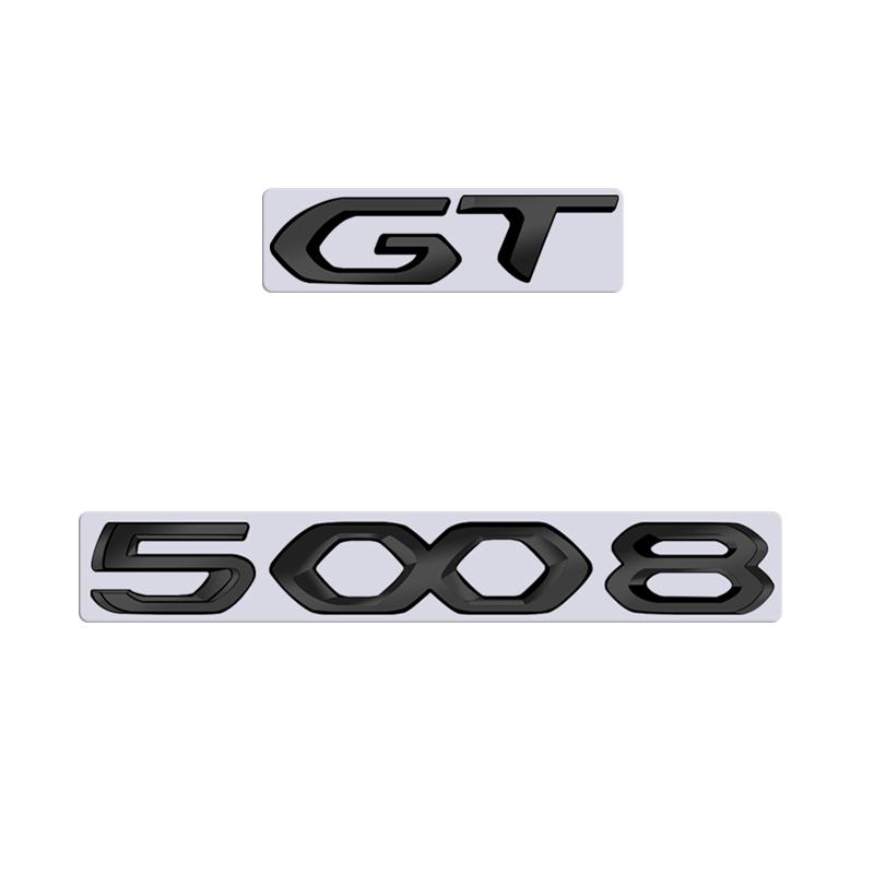 SQOB1 For Peugeot 5008 GT Car 3D Metal Letters Logo Badge Decals Sticker Car Auto Rear Trunk Alphabet Emblem Styling Stickers